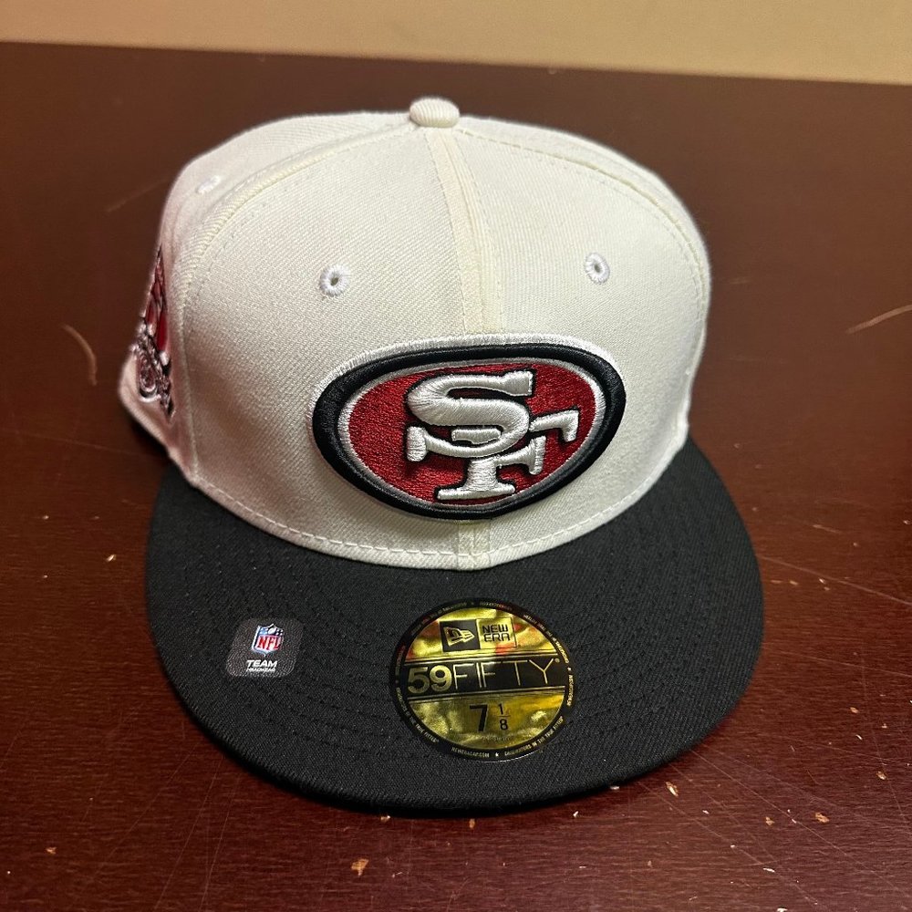 New Era Mens Black Ivory San Francisco 49ers Embroidered Athletic Fitted Hat